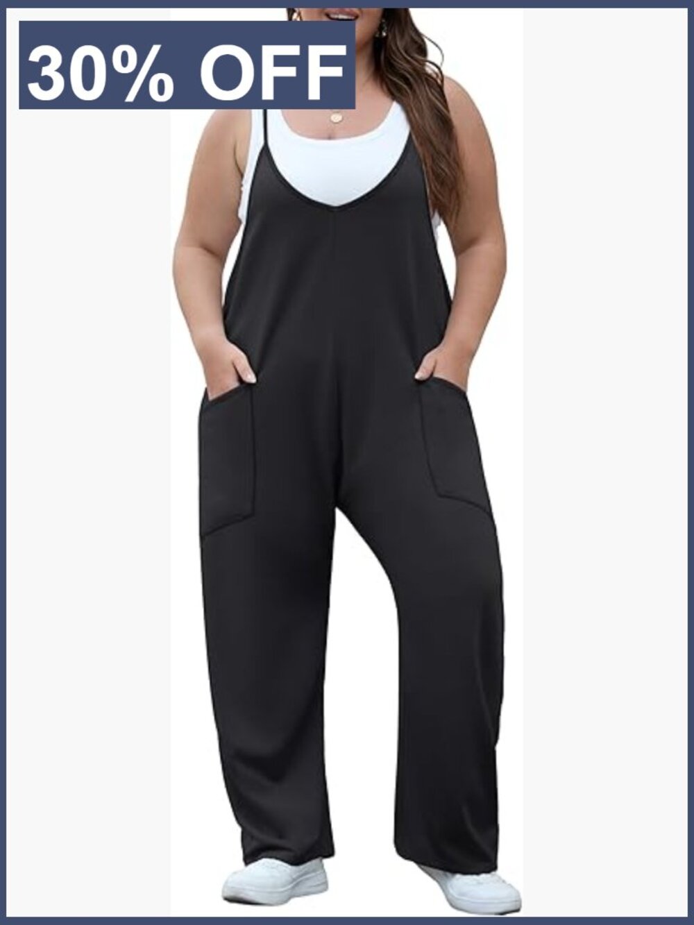 Plus Size Overalls Adjustable Strap Stretchy Jumpsuit Loose Comfy Romper with